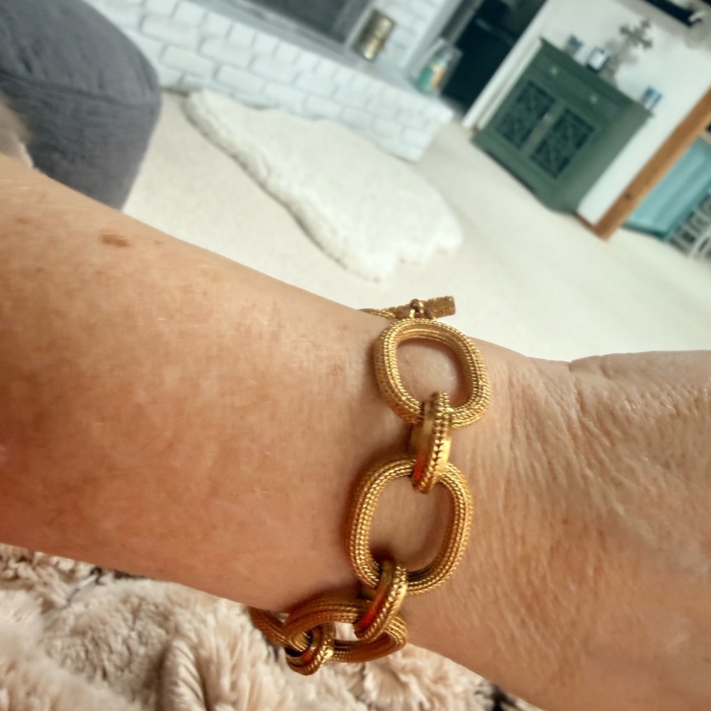 22k Gold Link Toggle Bracelet 22k Gold plated Julie vos - Picture 10 of 13
